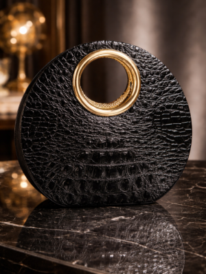 Armonde Gold Ring Bag Structured Oval Evening Bag