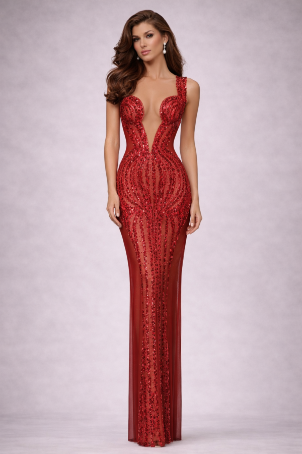 Valeria red contour dress