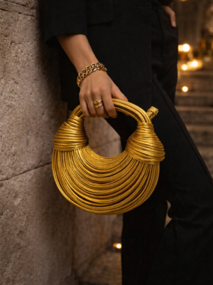 The Aureon Sculptural Gold Bag