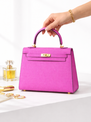 Rosé Royale Structured Bag Vertical Genuine Leather Handbag