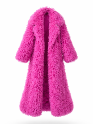Opulence Maxi Winter Coat in extra-long faux fur with structured lapel collar