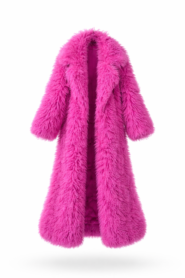 Opulence Maxi Winter Coat in extra-long faux fur with structured lapel collar