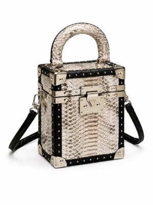 Valenza Python Mini Trunk Bag Genuine Leather Python Embossed Handbag
