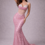 The Rosé Illusion Crystal Corset Mermaid Gown - Stunning Sequin Mermaid Evening Dress
