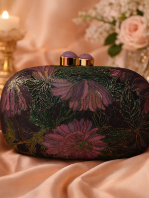 Floral Heritage Oval Clutch Vintage Floral Evening Bag