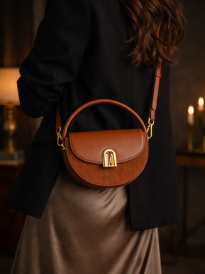 The Solenne Leather Saddle Bag