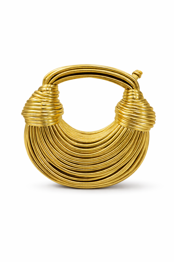 Aureon Sculptural Gold Bag Textured Metallic Gold Evening Bag