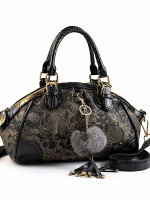 Emerald Croc-Texture Structured Satchel Genuine Leather Croc Embossed Handbag