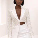 Ivory Pearl-Embellished Blazer & Skirt Set - Stunning Pearl Embellished Two-Piece Set