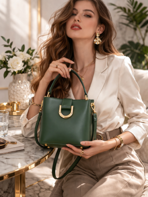 The Verde Luxe Leather Bucket Bag