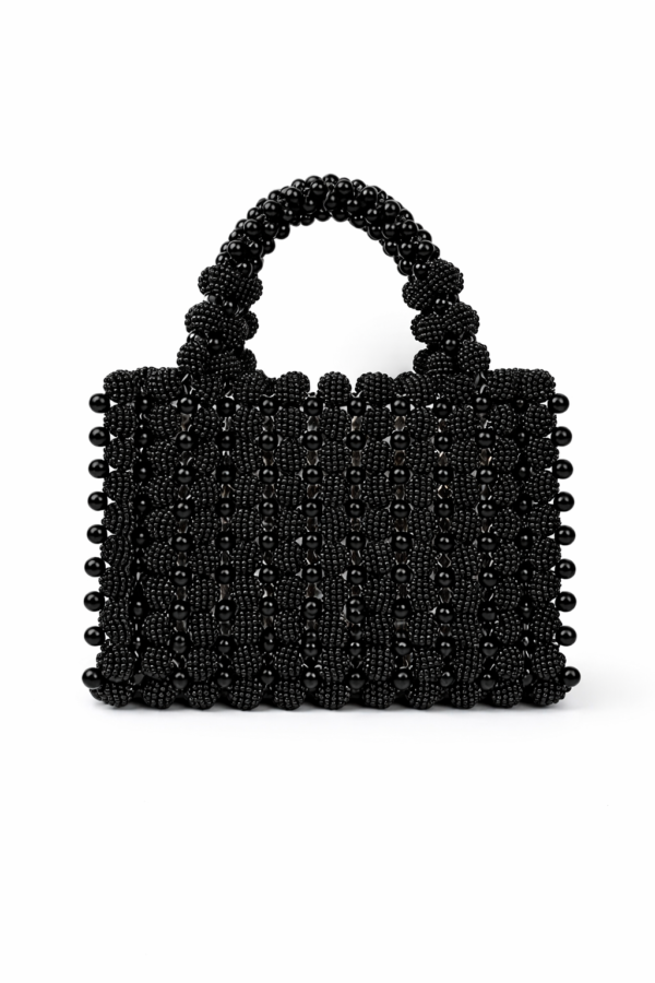 Onyx Beaded Mini Tote Black Beaded Evening Bag