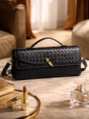 Woven Genuine Leather Clutch Bag