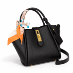 Seraphine Bucket Bag Genuine Leather Wing Bucket Bag Black