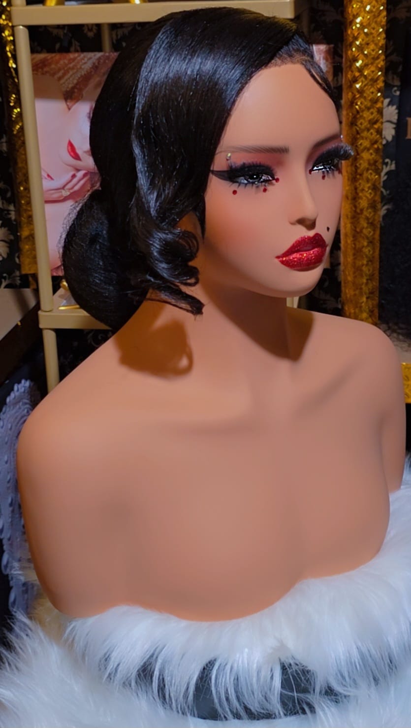 img 1 The Parisian Noir Low Bun Wig - Stunning Glueless Lace Front Updo Wig