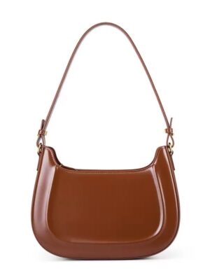Siena Luxe Shoulder Bag Genuine Leather Crescent Armpit Bag Cognac
