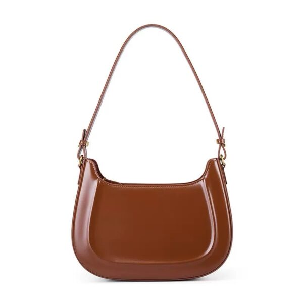 Siena Luxe Shoulder Bag Genuine Leather Crescent Armpit Bag Cognac