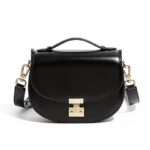 Valerisse Élégance Lock Shoulder Bag Genuine Leather Shell Shape