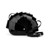 Seraya Arc Bag Glossy Fan Shaped Shoulder Bag Black