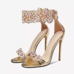The Golden Radiance Heel - Metallic Gold Stiletto with Crystal Detailing