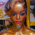 Parrucca Selina Pixie Cut in capelli umani color rame e nero