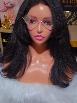 SDD Luxury Vietnamese Yaki Wavy Human Hair 14 inch 250g Wig with 5x5 HD Lace