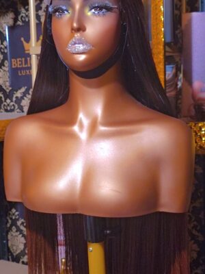 Front view of Copper Flame Ombre Wig 26 inch 350g showing vibrant fiery color gradient