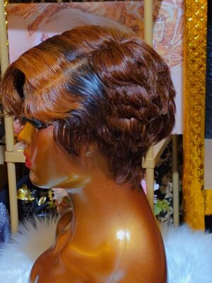 Perruque pixie en cheveux humains brun chocolat