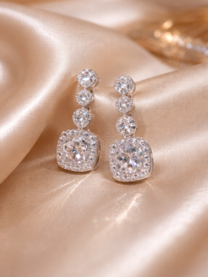 The Celviora Crystal Cube Stud Earrings